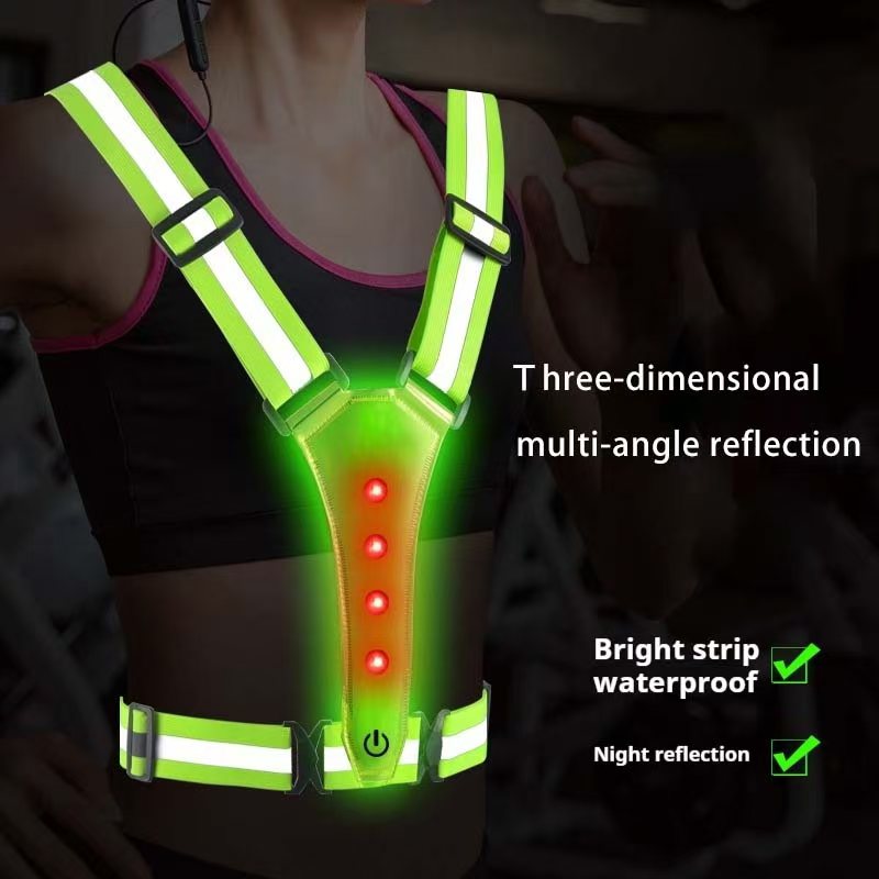 Reflective Vest Cycling - LED تشغيل سترة عاكسة متوهجة عاكس