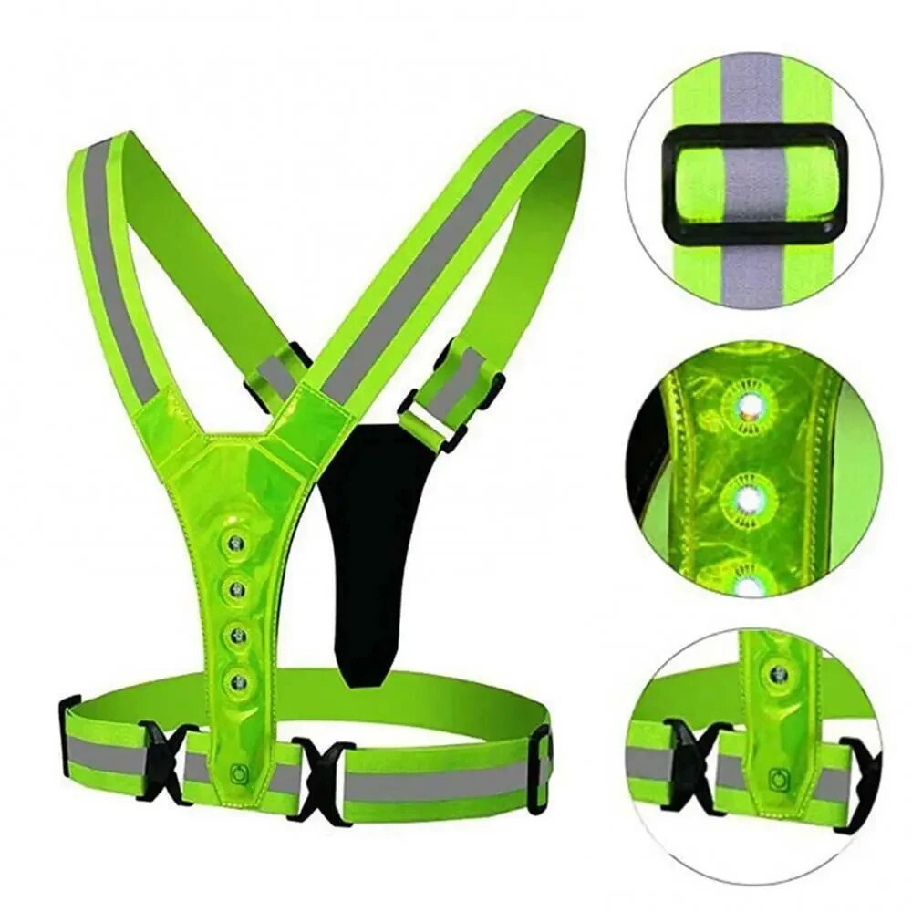 LED تشغيل سترة عاكسة متوهجة عا - مراجعة Reflective Vest Cycling وسعره