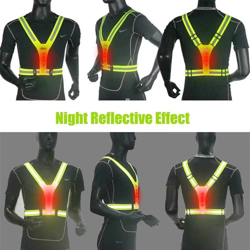 LED تشغيل سترة عاكسة متوهجة عا - مراجعة Reflective Vest Cycling وسعره